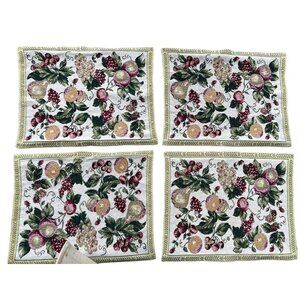 Set Of 4 Waverly Vintage Fruit Tapestry Placemats 13.5" x 17" LIned